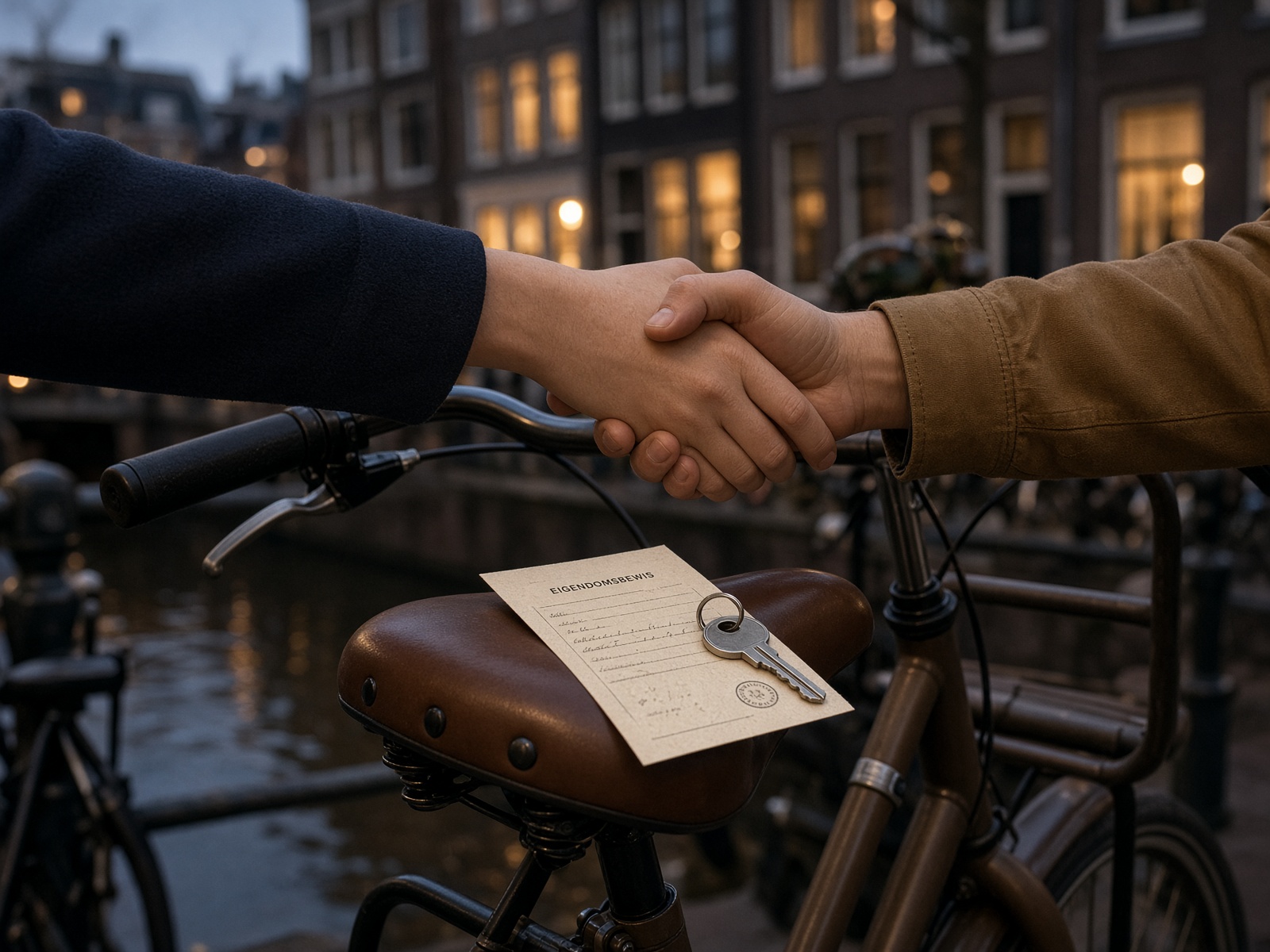 Handdruk bij een fiets: eigendom controleren